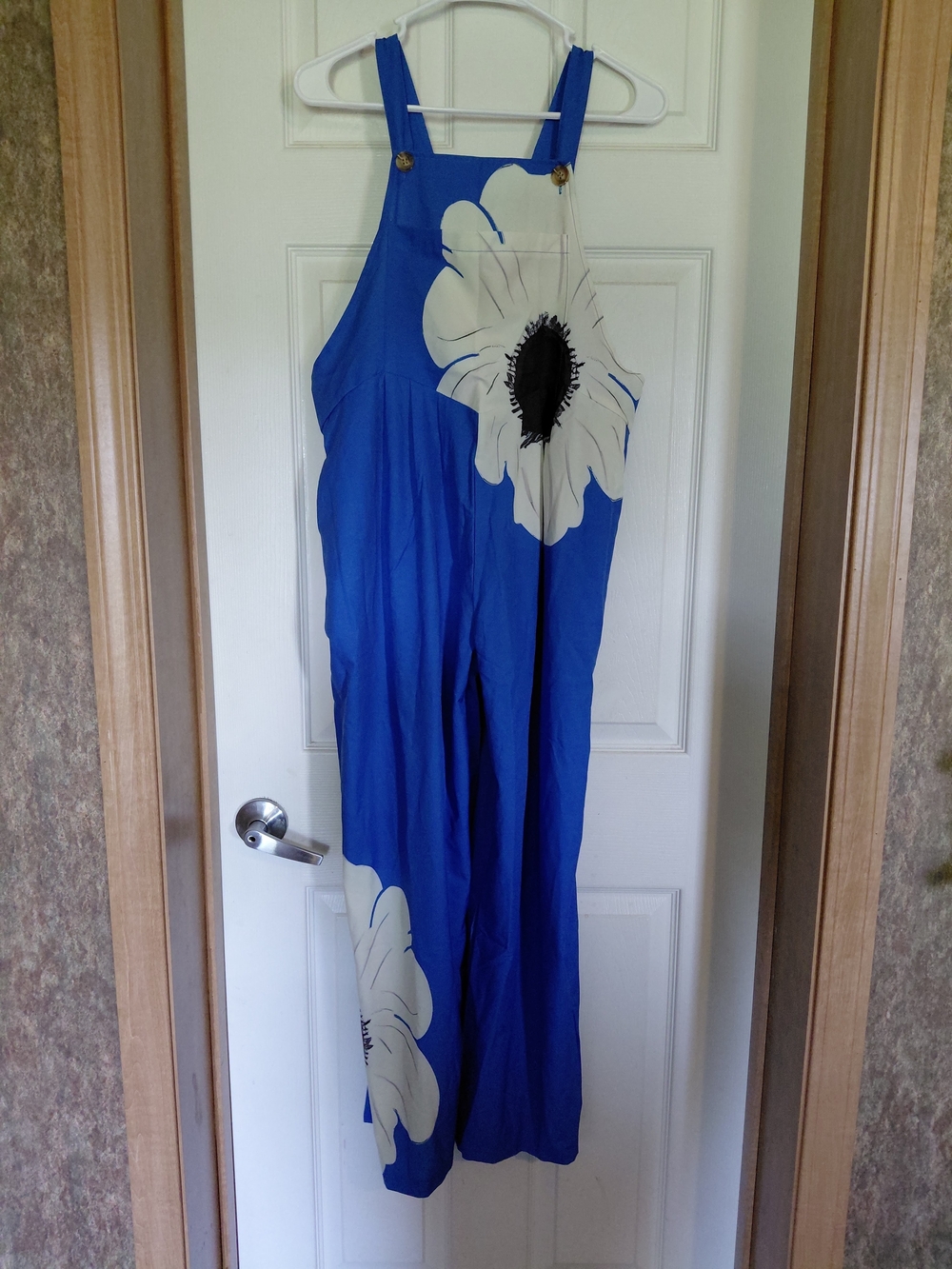 Bright Blue Floral Oversized Wide-Leg Romper-L